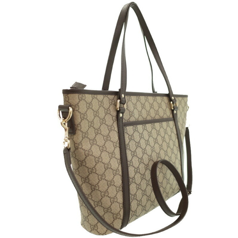 Gucci Bag Canvas Supreme Joy Ebony Beige Tote GG Brown